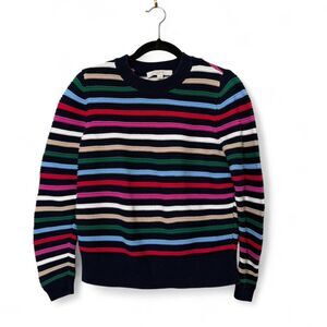 LOFT 100% Cotton Multicoloured Striped Sweater Size M